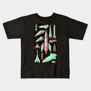 Retro rocket collage art Kids T-Shirt